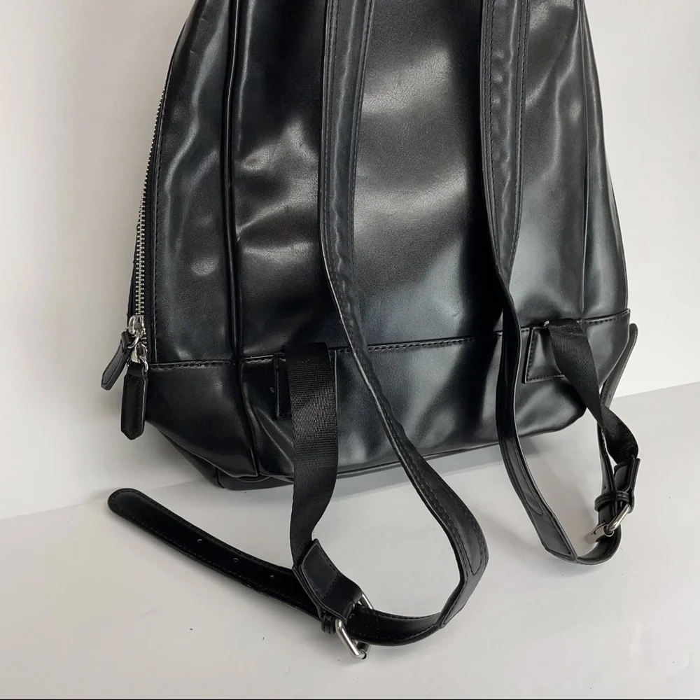 Zara Faux Leather Black Quilted Backpack